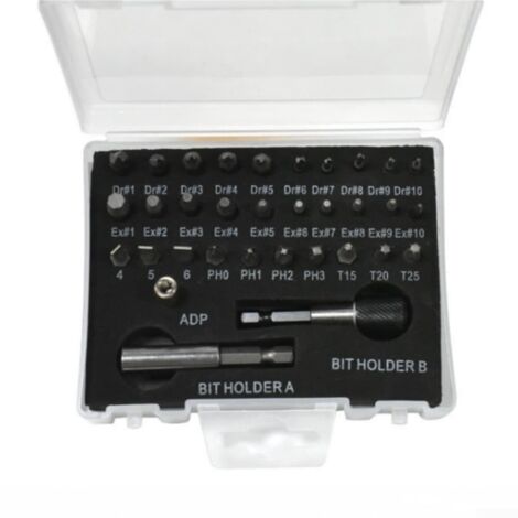 Kit d'extraction de vis 33 pièces pour boulons cassés et dénudés, extracteur de vis endommagés avec étui de rangement transparent pour réparation à domicile et atelier (A)