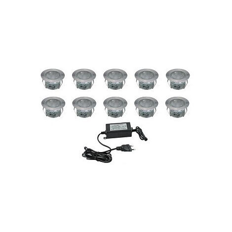 Kit di 10 bianco da incasso freddo macchie fuori (10 x 1W) con trasformatore