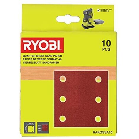 Kit di 10 dischi abrasivi RYOBI 80 - 100 - 120 - 120 - 240 - 113 x 106 mm - RAKQSSA10