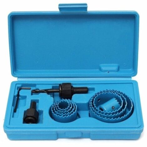 Kit di 11 seghe a tazza bimetalliche in acciaio al carbonio, 19-64 mm, set di frese per seghe a tazza per legno, cartongesso e cartongesso, blu, profondità di taglio 25 mm