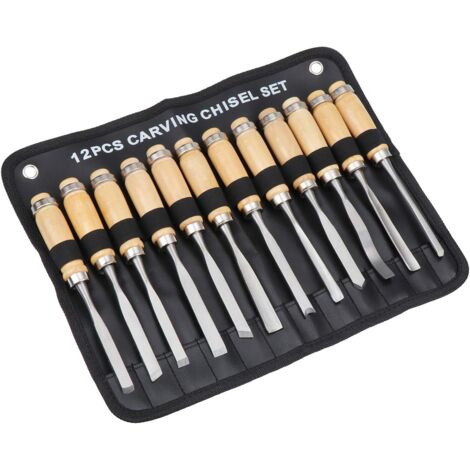 Kit di 12 coltelli da intaglio per falegnameria, scalpelli per legno, ideali per principianti di fai da te, artigianato, argilla e lavorazione del legno