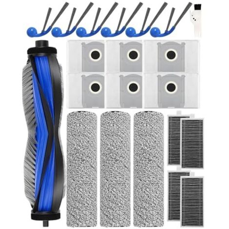 Kit di 21 pezzi di ricambio compatibile con l'aspirapolvere Ecovacs Deebot T80 Omni: 1 spazzola principale, 3 spazzole a rullo, 4 filtri, 6 sacchetti per la polvere, 6 spazzole laterali e 1 spazzola p