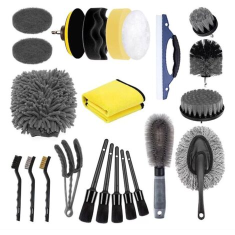 Kit di 23 spazzole combinate per la pulizia e la cura dell'auto.