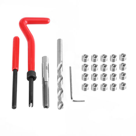 Kit di 25 inserti per riparazione filettature compatibili con utensili manuali per la riparazione di autoveicoli M6 x 1,0 x 8,0 mm