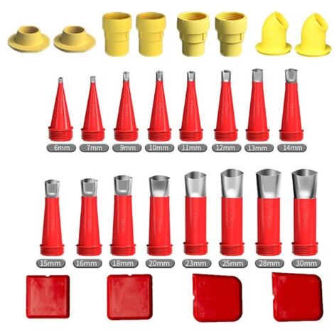 Kit di 28 utensili per calafataggio con punte in acciaio inossidabile, strumenti di finitura ergonomici per l'applicazione di sigillante su porte e finestre