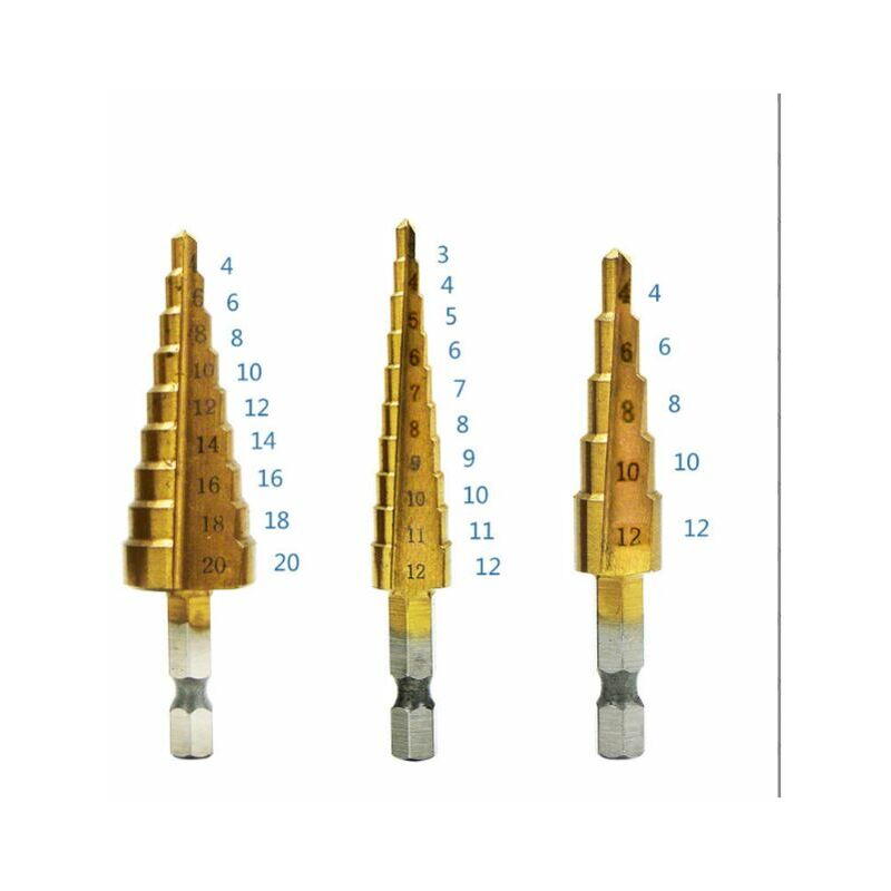 Kit di 3 frese a gradino conico