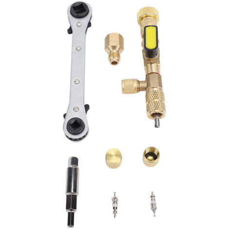 Kit di 34 pezzi per la rimozione/installazione del nucleo della valvola - Doppia misura 1/4" e 5/16", per R22, R12, R407, R410, R404, R32