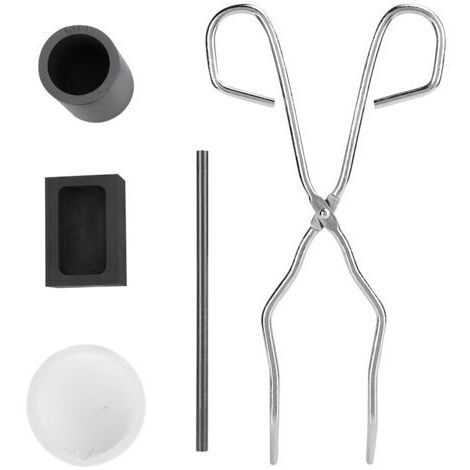 Kit di 5 pezzi per la fusione della grafite: ciotola di quarzo, pinze lunghe, crogiolo, canaletta, bacchetta per mescolare e forno di forgiatura.