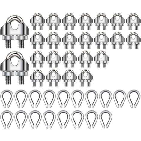 Kit di 50 funi metalliche da 3,2 mm (1/8 in), morsetti per funi metalliche M3 e capicorda in acciaio inossidabile M3 per funi metalliche
