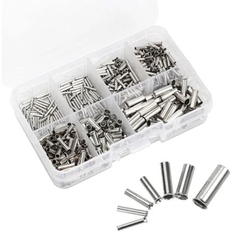 Kit di 600 puntalini per cavi, puntalini a pizzo non isolati, puntalini in rame stagnato non isolati, terminali a crimpare per fili elettrici, connettori a crimpare