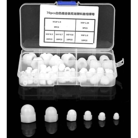 Kit di 70 dadi a cappello esagonali in nylon M3/M4/M5/M6/M8/M10, ad alta resistenza