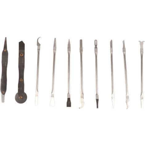 Kit di 9 attrezzi in acciaio legato per la riparazione di telefoni cellulari, tablet, computer, orologi e dispositivi elettronici.