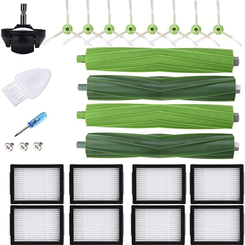 Kit de accesorios de 21 piezas con iRobot Roomba E5 E6 I6 I6+ I3 I3+ I4 I4+ I7 I7+ I8, 8 filtros 8 cepillos laterales 4 cepillos de rodillos Escoba