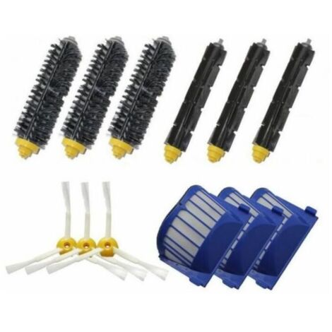 Kit di accessori per aspirapolvere - 1 paio di spazzole di estrazione + 3 filtri di protezione + 3 spazzole laterali per iRobot Roomba serie 600 (595 620 630 650 660)..DEBUNS