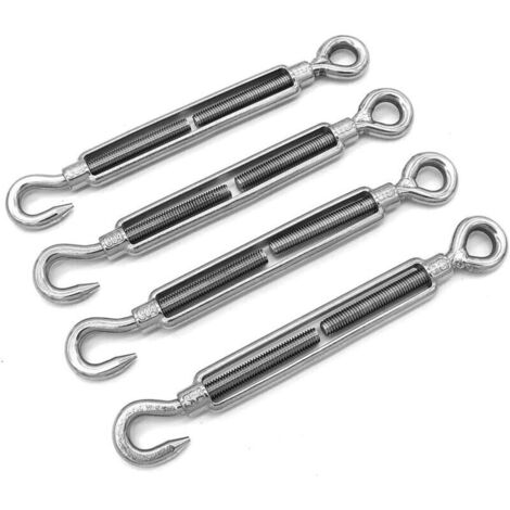 Kit di accessori per fune metallica in acciaio inox, compatibile con gancio e occhiello M10 da C a O con tenditore ad anello.