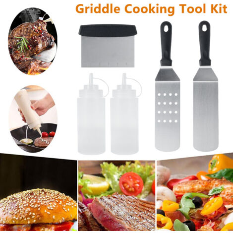 Kit di accessori per griglia e piastra, utensili professionali per barbecue.