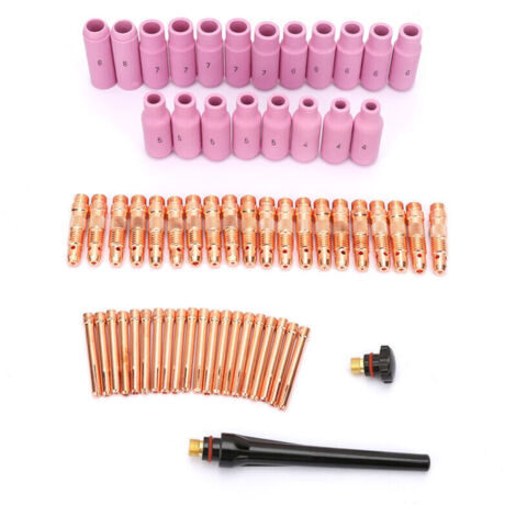Kit di accessori per torcia di saldatura TIG da 62 pezzi, ugelli TIG in ceramica, morsetti per WP-26/17/18