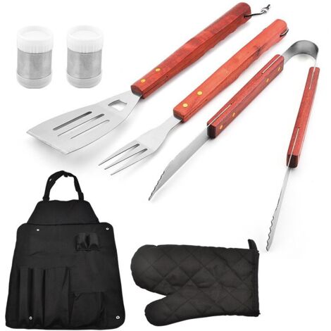 Kit di accessori professionali per barbecue in acciaio con grembiule, set di accessori per barbecue con clip, forchette, spatole e guanti, accessori per barbecue