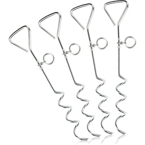Kit di ancoraggio a quattro pezzi color argento per tende - ancoraggi a terra per teloni, gazebo e verande