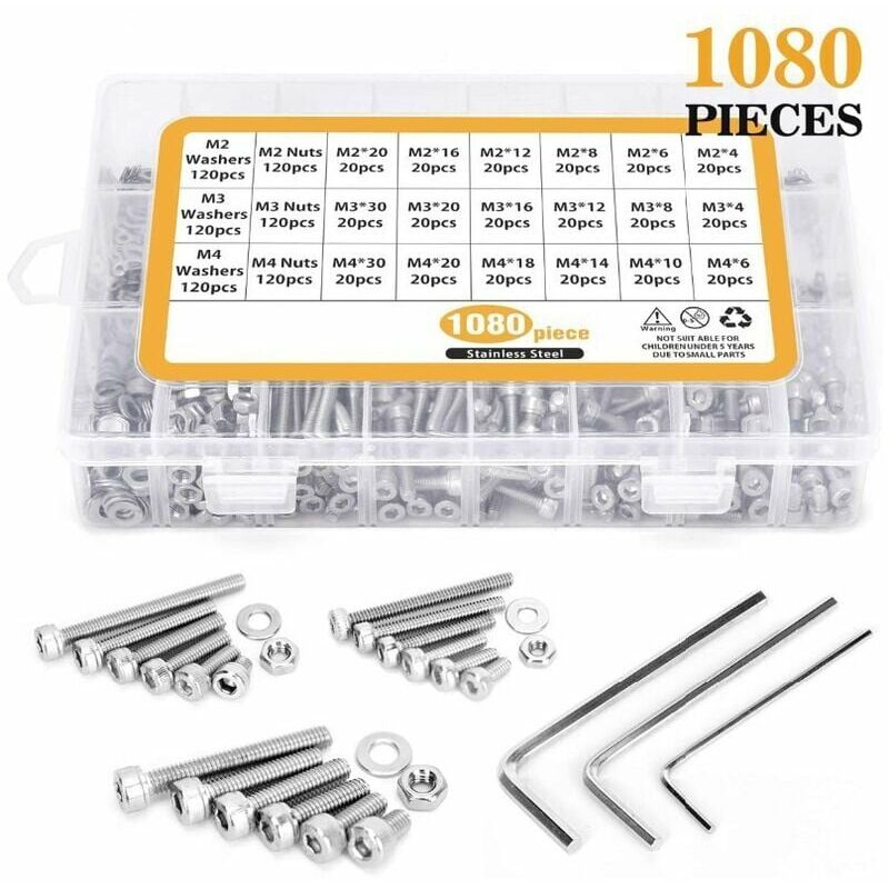 Qersta - Kit di attrezzi 1080 pezzi M2 M3 M4 Viti