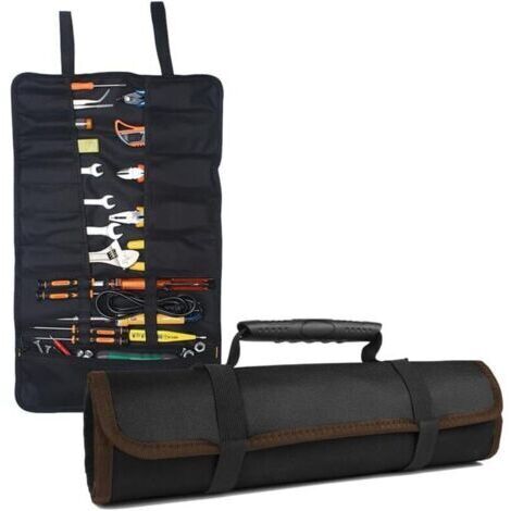 Kit di attrezzi arrotolabile, borsa portautensili con 22 tasche, organizer portatile per attrezzi, custodia arrotolabile, custodia portautensili pieghevole, custodia portautensili in tessuto Oxford 60