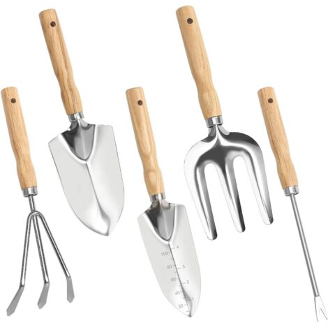 Kit di attrezzi da giardinaggio, set di 5 attrezzi da giardinaggio Set di attrezzi da giardinaggio in acciaio inossidabile, piccoli attrezzi da giardinaggio per pala da giardino per balcone Kit da gia
