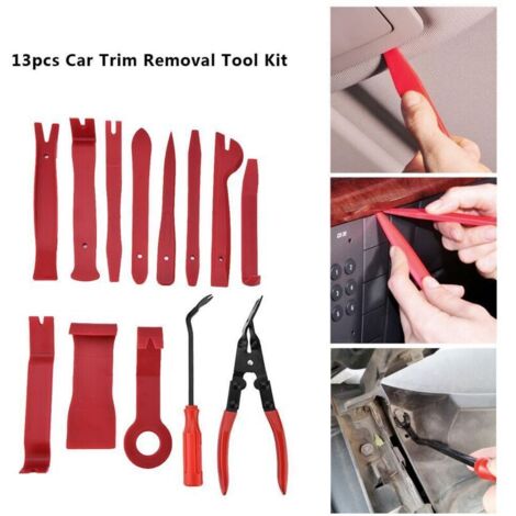 Kit di attrezzi per la rimozione delle finiture interne dell'auto - 13 pezzi - Pinze per la rimozione di elementi di fissaggio - Kit di attrezzi per cruscotto, autoradio, impianto audio e tappezzeria