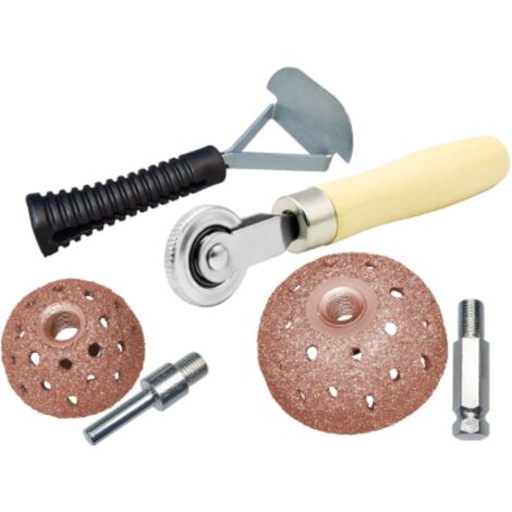 Kit di attrezzi per riparazione pneumatici da 4 pezzi: dischi abrasivi in ​​acciaio al tungsteno da 42 mm x 55,5 mm, rullo di riparazione e raschietto per la riparazione