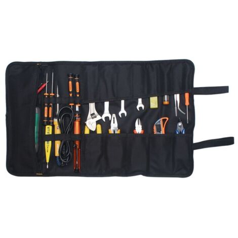 Kit di attrezzi vuoto portatile con 22 tasche, borse porta attrezzi, organizer per attrezzi, borsa/custodia/custodia per kit di attrezzi arrotolabile in tessuto Oxford 600D (senza attrezzi) Nero
