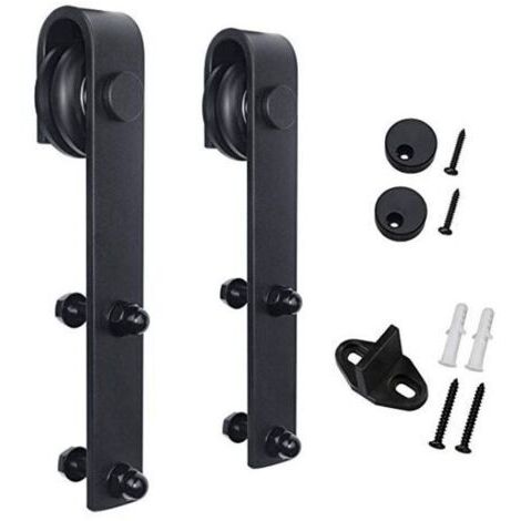 Kit di binari per porte scorrevoli, sistema semplice per porte scorrevoli, binario nero per porte scorrevoli, porta scorrevole silenziosa e senza attrito (25,4-28,4 cm)
