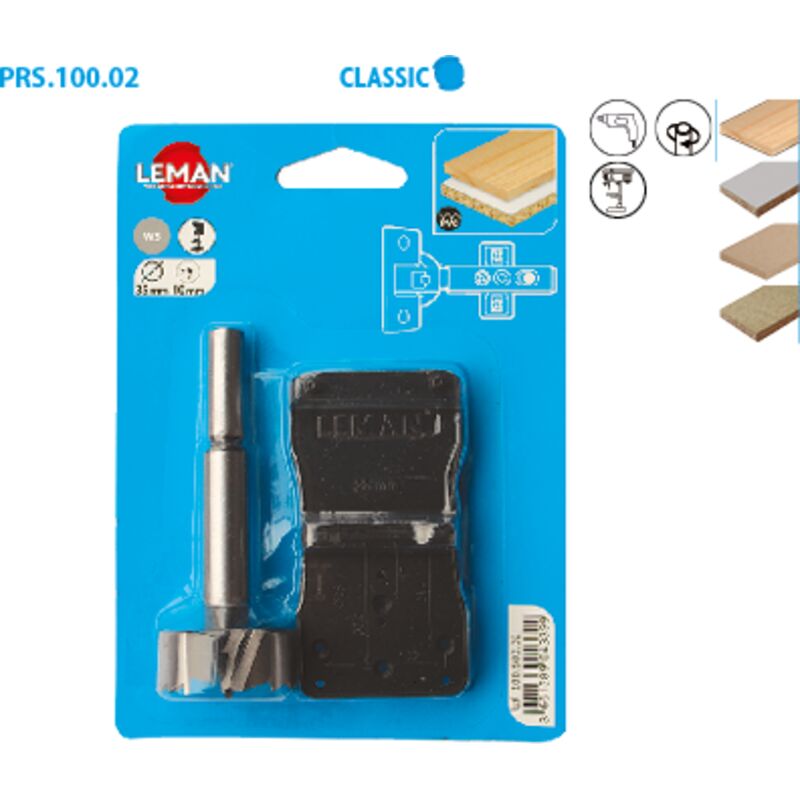 Leman - Kit di bit per cerniere a scomparsa d. 35 mm - 100.500.02 - 100.500.02