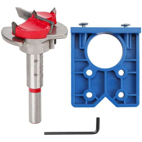 Kit di bloccaggio cerniere, guida per trapano per bloccaggio cerniere nascoste da 35 mm, fresa per fori cerniere Fortner Bits per cerniere per ante di mobili da cucina