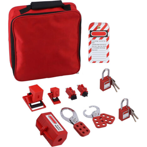 Kit di blocco elettrico SJLERST, con chiavistelli, lucchetti di sicurezza, interruttore automatico, presa con serratura e borsa per il trasporto.