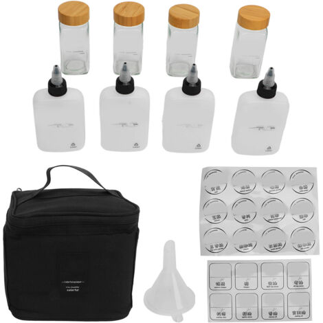 Kit di bottiglie per spezie per campeggio e picnic all'aperto, contenitore ermetico per spezie e condimenti, dispenser nero