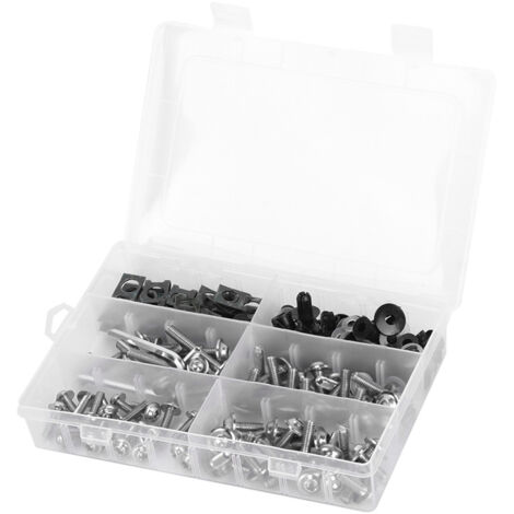 Kit di bulloni per carenatura moto da 173 pezzi, viti per parabrezza, dadi per moto, argento