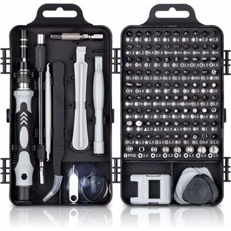 Kit di cacciaviti di precisione 115 in 1, kit di cacciaviti di precisione magnetici portatili, strumenti di riparazione per computer/laptop/iPhone/occhiali/orologio/smartphone, nero