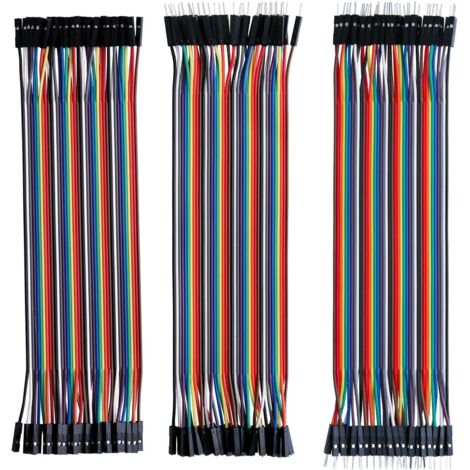 Kit di cavi a nastro jumper per breadboard da 120 pezzi, filo Dupont multicolore da 40 pin maschio a femmina, da 40 pin maschio a maschio, da 40 pin femmina a femmina, compatibile con progetti Arduino