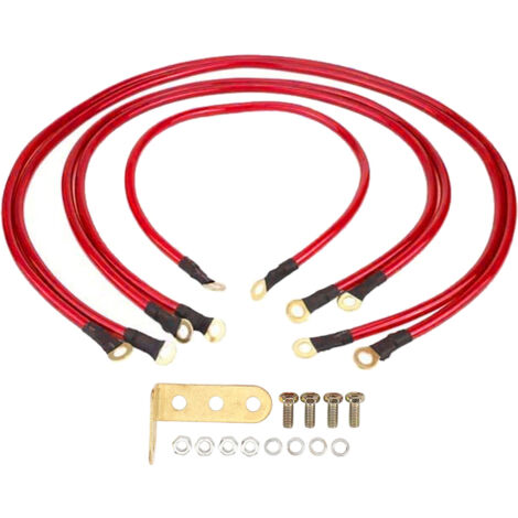 Kit di cavi di messa a terra per auto, kit di cavi di messa a terra per auto da 5 pezzi, migliora le prestazioni di avviamento, CC 0-48 V (rosso)