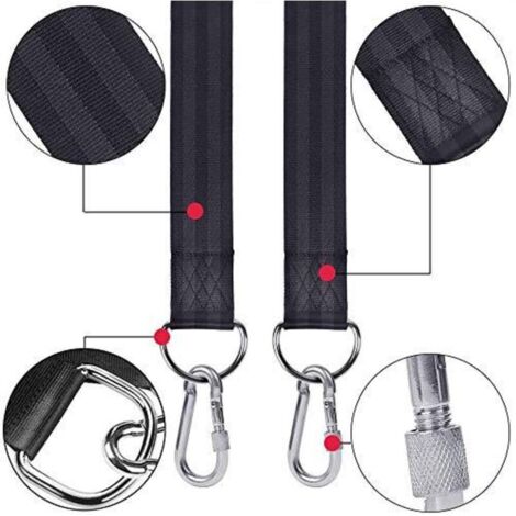 Kit di cinghie per altalena da albero, con due moschettoni in acciaio inox, adatto per appendere pneumatici, altalene da portico, altalene da esterno e altalene per bambini.