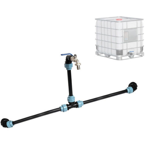 Kit di collegamento IBC S60 x 6 per 2 serbatoi IBC affiancati / cisterna per acqua piovana con collo d'oca da 3/4" per rubinetto da giardino