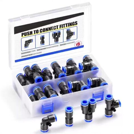 Kit di connettori a sgancio rapido per tubi pneumatici PU/PY/PE/PL da 40 pezzi/scatola da 8 mm (40 pezzi da 8 mm PUPYPEPL)