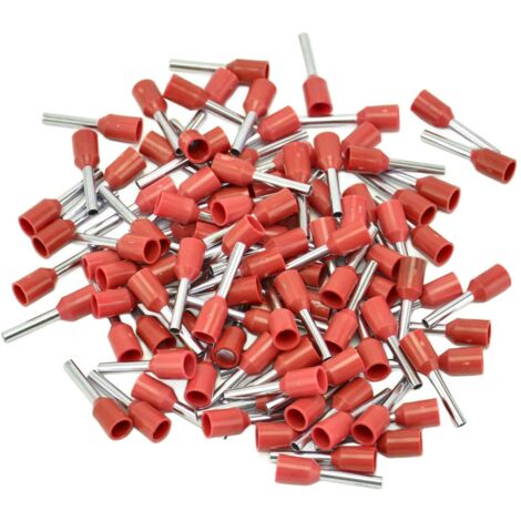 Kit di connettori terminali a crimpare per pin elettrici con ghiera isolata da 1000 pezzi Kit di connettori per estremità cavo 16 AWGE1512 Rosso