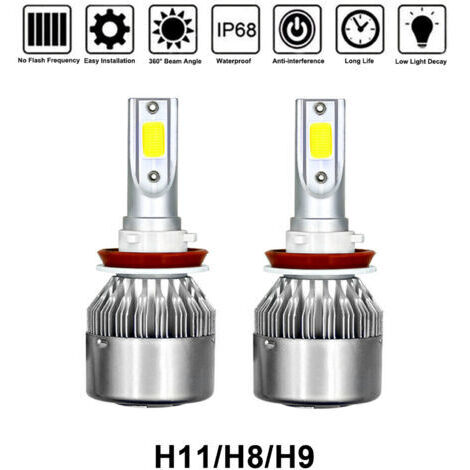 Kit di conversione fari a LED da C6 a H11 - Alta luminosità 6000K, installazione rapida, angolo del fascio luminoso di 360°, efficiente dissipazione del calore, adatto per automobili.