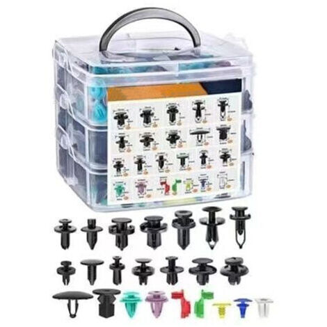 Kit di elementi di fissaggio in plastica per uso automobilistico: contiene 680 rivetti, chiodi e elementi di fissaggio universali adatti per carrozzeria e finiture.
