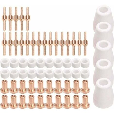 Kit di elettrodi e ugelli per taglierina al plasma da 65 pezzi - Accessori di consumo per utensili per saldatura per taglierina al plasma PT31, 30, 40 e 50
