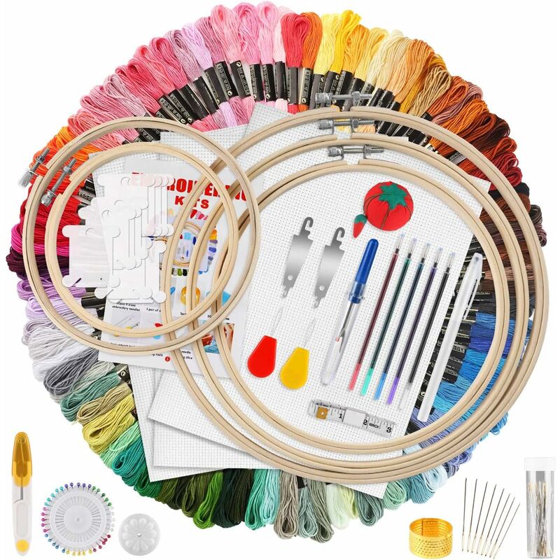 Kit di fili da ricamo, 205 pezzi con 100 fili