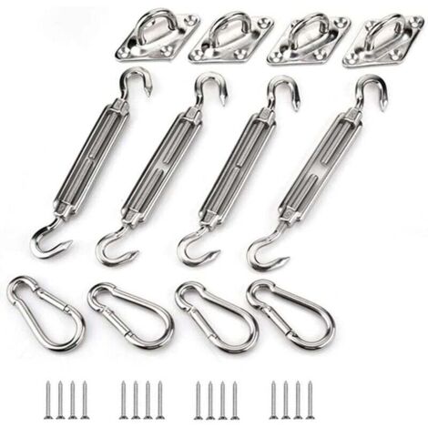 Kit di fissaggio per vela parasole, kit di fissaggio per vela parasole in acciaio inossidabile per accessori di fissaggio per vela parasole triangolare e quadrata