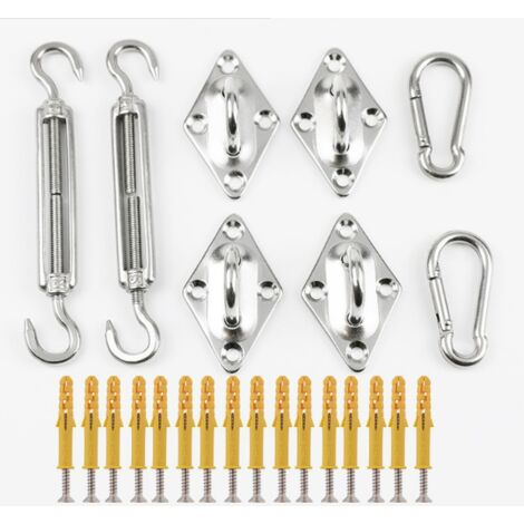 Kit di fissaggio per vele ombreggianti – Acciaio inox 304, accessori completi – Adatto per vele ombreggianti triangolari/quadrate