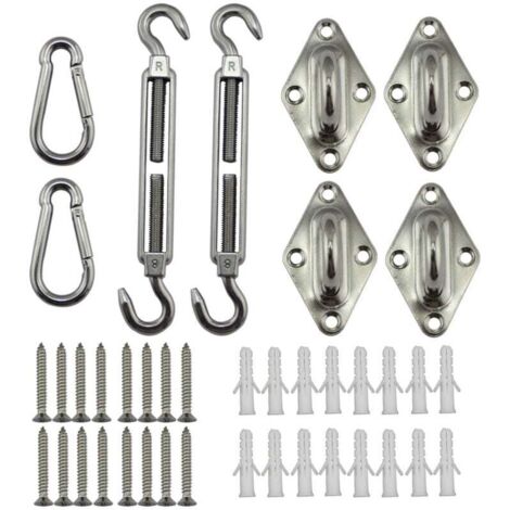 Kit di fissaggio per vele ombreggianti, staffe in acciaio inossidabile per l'installazione sicura di tende da sole quadrate e triangolari.