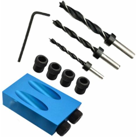 Kit di foratura ad angolo di 15 gradi per legno con guida dima per punte e fori da 6/8/10 mm